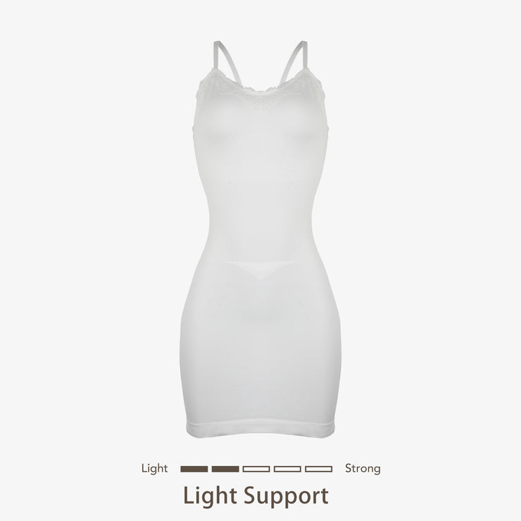 Joyshaper Seamless V-Neck Lace Slips Dress white