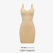 Joyshaper V-Neck Seamless Built-In Shapewear Slip Dress  beige