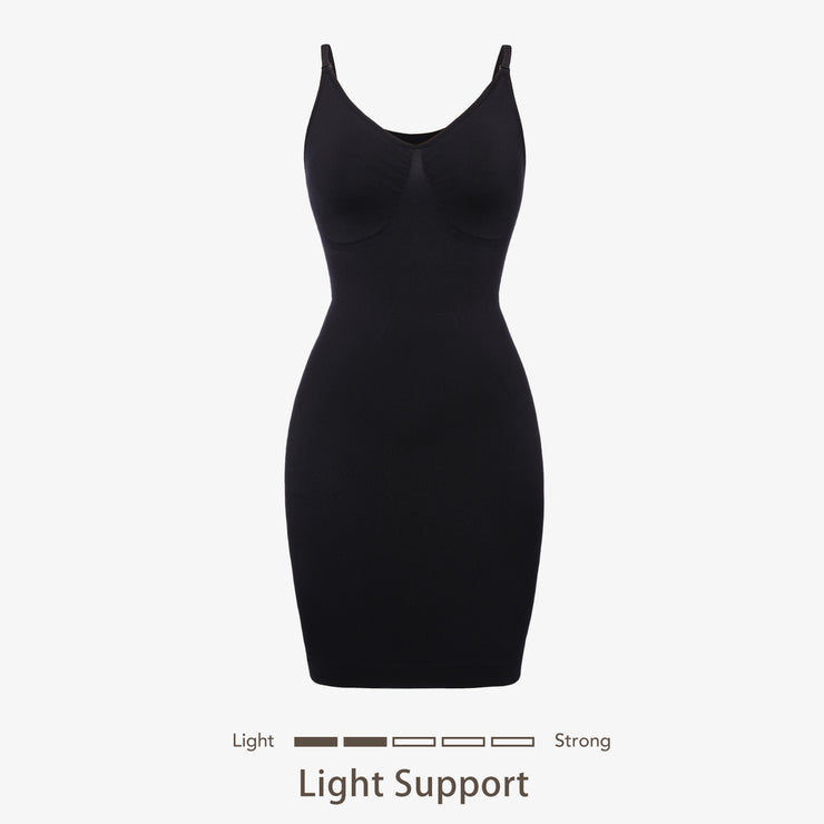 Joyshaper V-Neck Seamless Built-In Shapewear Slip Dress black