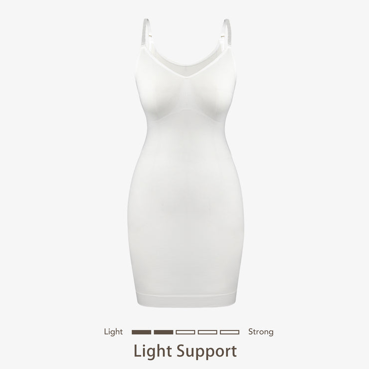 Joyshaper V-Neck Seamless Built-In Shapewear Slip Dress white